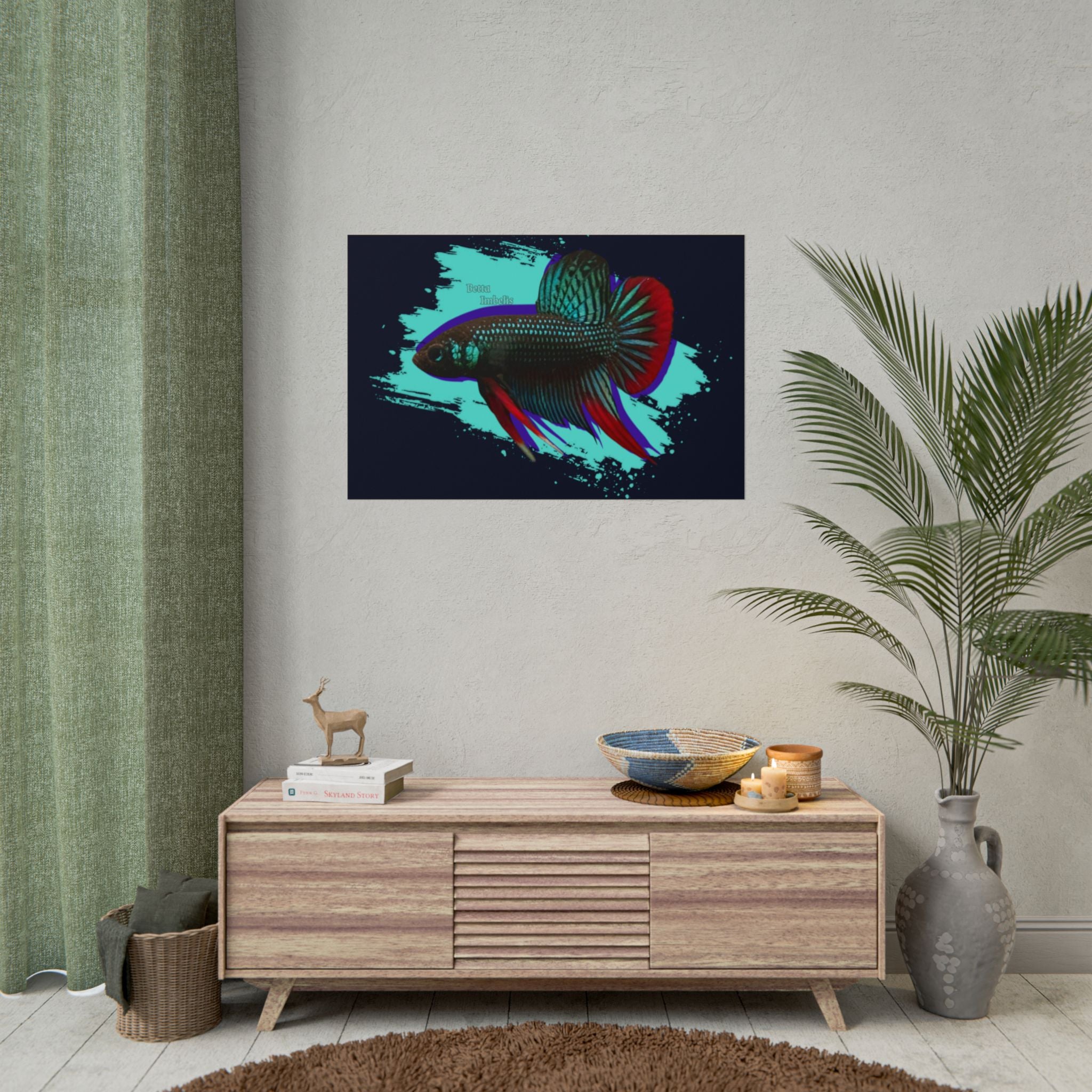 Betta imbelis Fish Art Poster — Vibrant Neon Tropical Aquarium Print