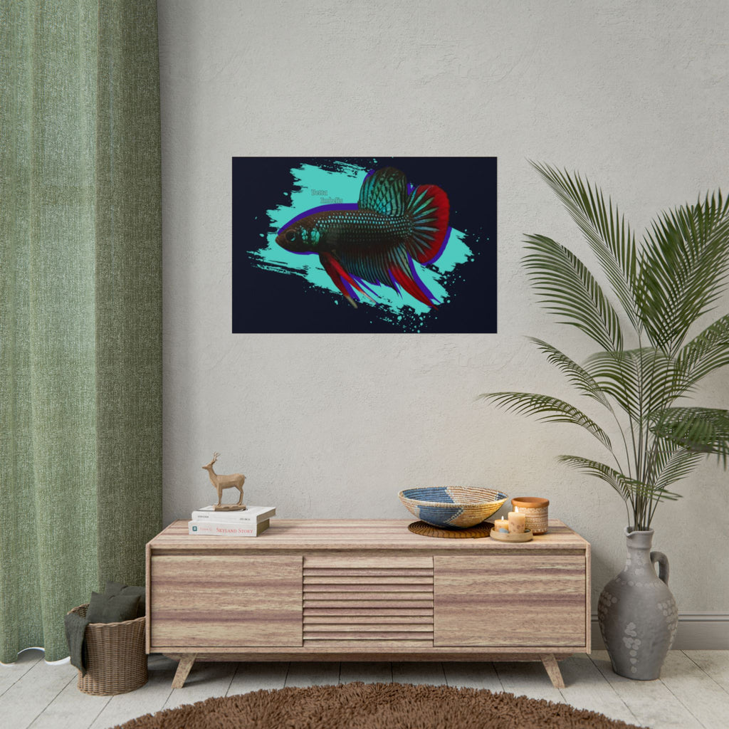 Betta imbelis Fish Art Poster — Vibrant Neon Tropical Aquarium Print