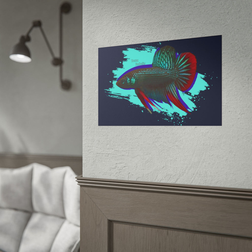 Betta imbelis Fish Art Poster — Vibrant Neon Tropical Aquarium Print