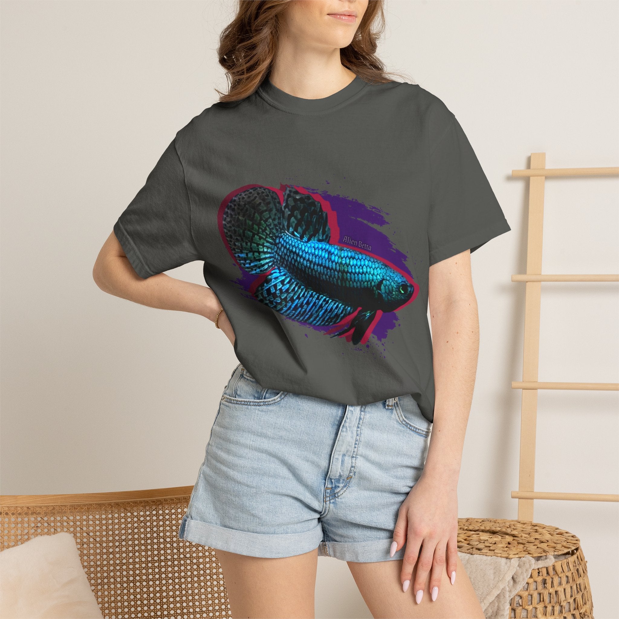 Alien Betta Fish Graphic T-Shirt — Neon Aquarium Pet Lover Tee