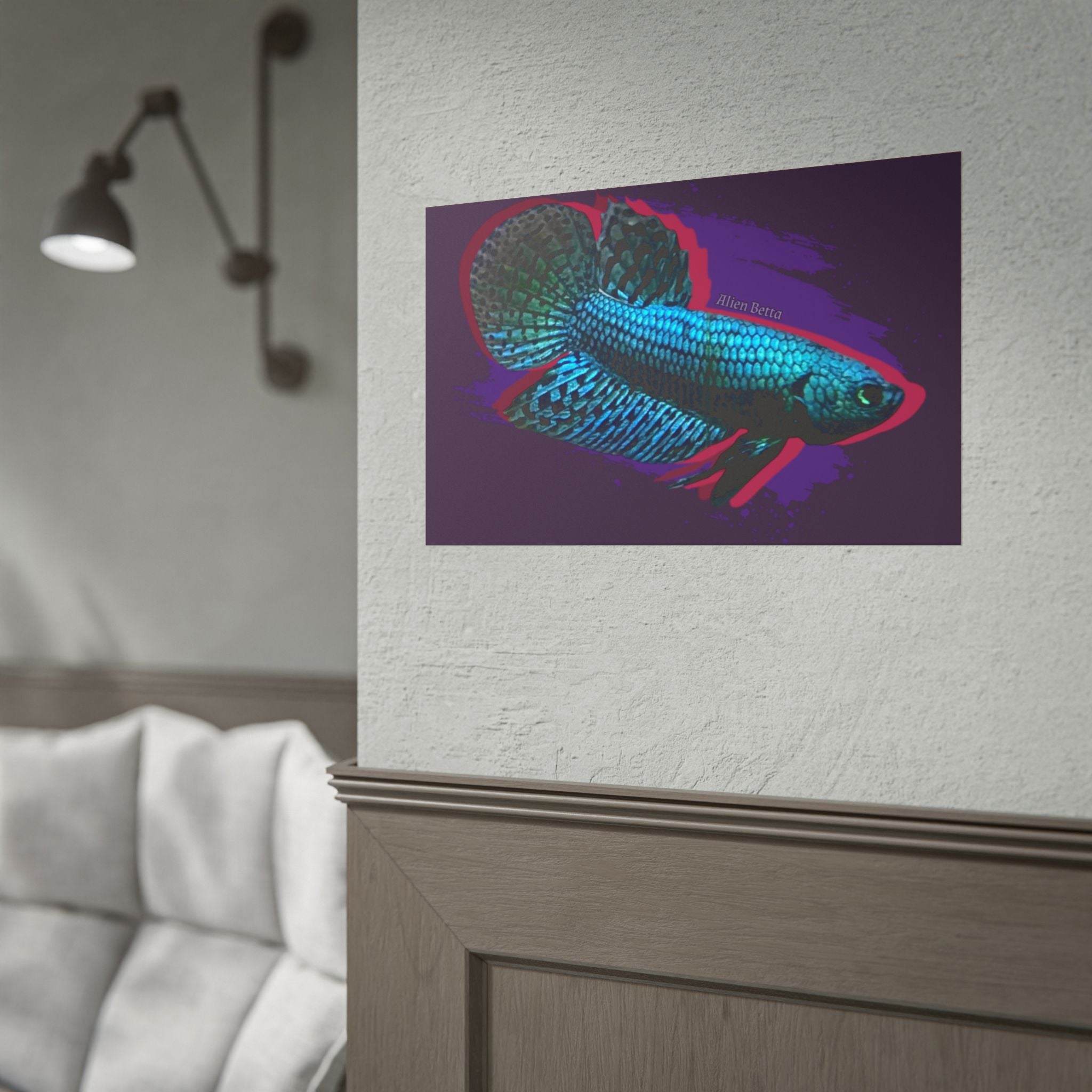 Alien Betta Fish Poster - Neon Tropical Aquarium Art Print (Rolled Poster)