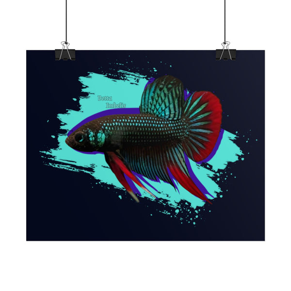 Betta imbelis Fish Art Poster — Vibrant Neon Tropical Aquarium Print