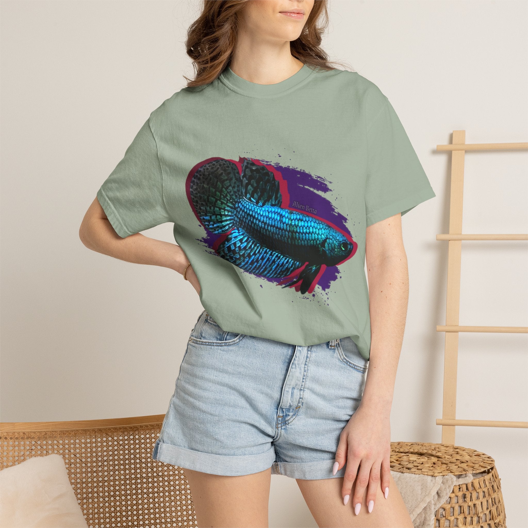 Alien Betta Fish Graphic T-Shirt — Neon Aquarium Pet Lover Tee