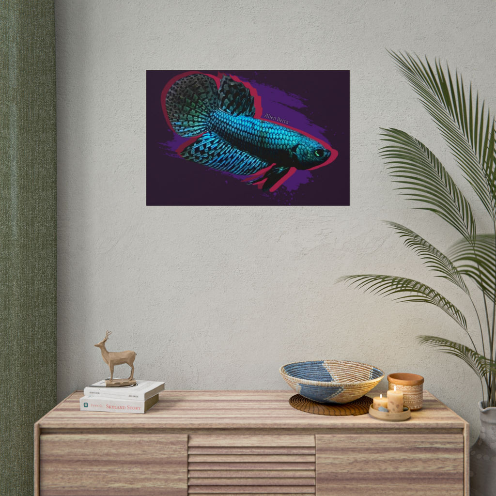 Alien Betta Fish Poster - Neon Tropical Aquarium Art Print (Rolled Poster)