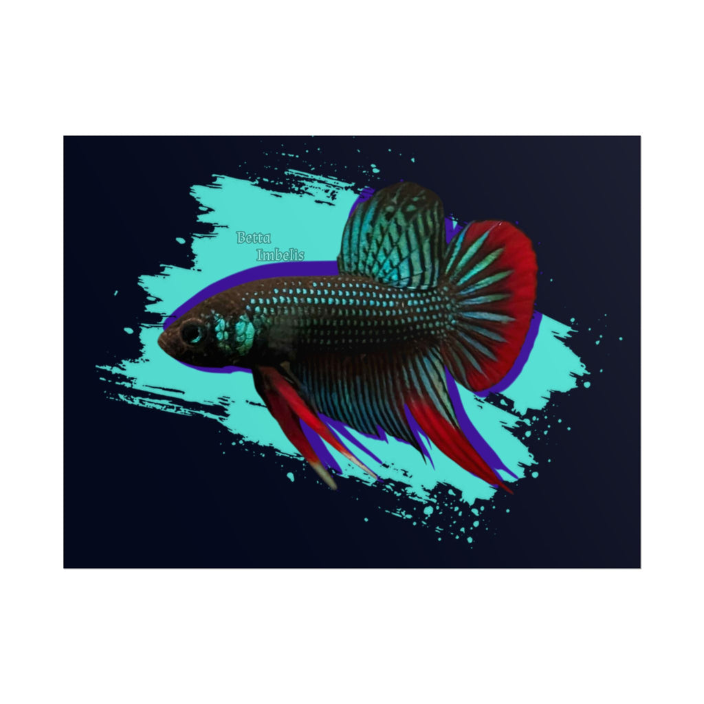 Betta imbelis Fish Art Poster — Vibrant Neon Tropical Aquarium Print
