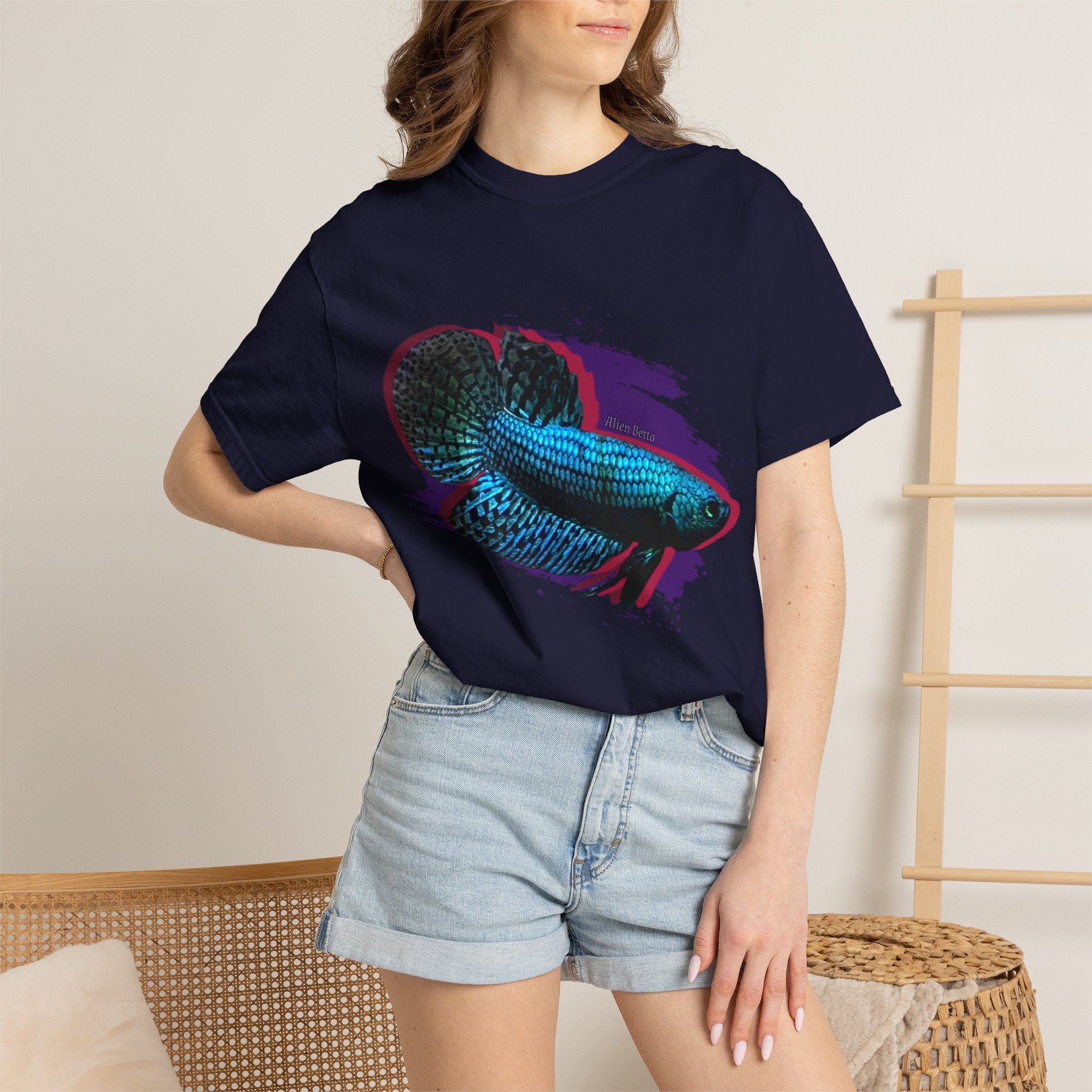 Alien Betta Fish Graphic T-Shirt — Neon Aquarium Pet Lover Tee