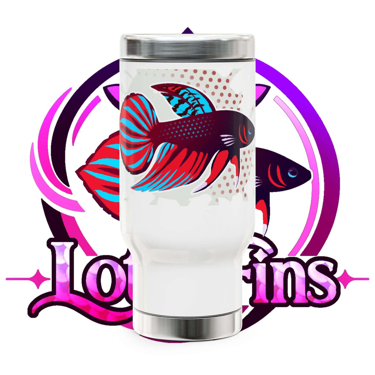 Betta Splenden Fish Travel Mug — 14oz Stainless Steel Insulated Tumbler with Handle
